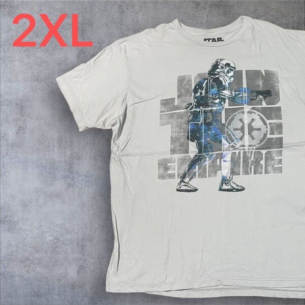 【US古着】グレー 2XL Tシャツ 半袖 レギュラー プリント メンズ レディース 大きいサイズ オーバーサイズ