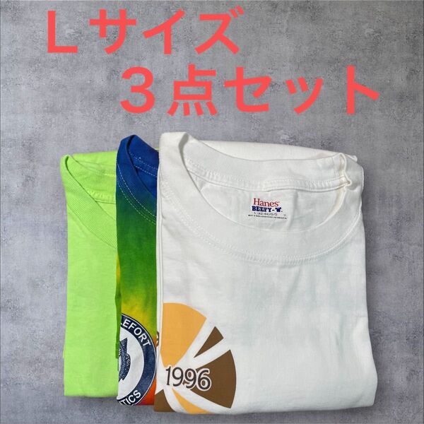 【US古着】3点セット L Tシャツ 半袖 プリント メンズ レディース 大きいサイズ まとめ売り セット売り