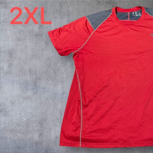 【US古着】レッド 2XL Tシャツ 半袖 レギュラー プリント メンズ レディース 大きいサイズ オーバーサイズ ニューバランス