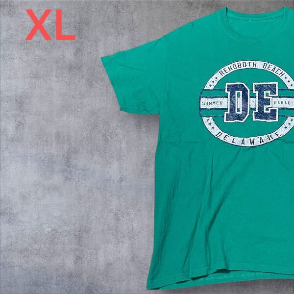 【US古着】グリーン XL Tシャツ 半袖 レギュラー プリント メンズ レディース 大きいサイズ オーバーサイズ