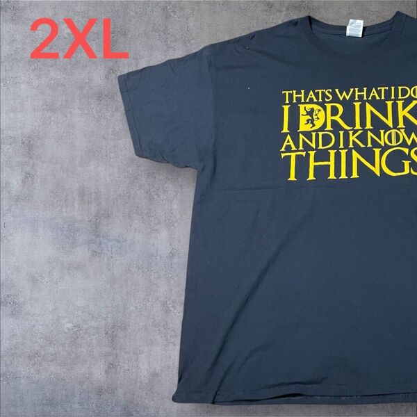 【US古着】ブラック 2XL Tシャツ 半袖 レギュラー プリント メンズ レディース 大きいサイズ オーバーサイズ
