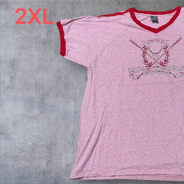 【US古着】ピンク 2XL Tシャツ 半袖 レギュラー プリント メンズ レディース 大きいサイズ オーバーサイズ