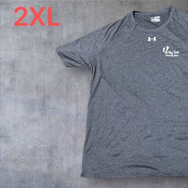 【US古着】グレー 2XL Tシャツ 半袖 レギュラー プリント メンズ レディース 大きいサイズ オーバーサイズ