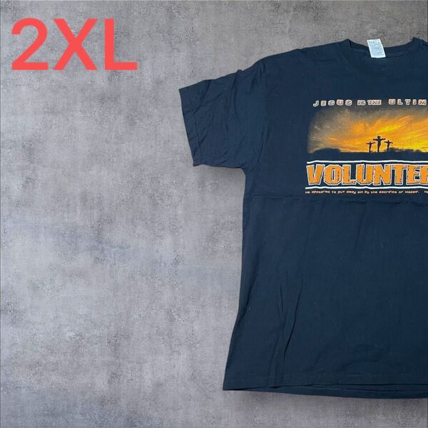 【US古着】ブラック 2XL Tシャツ 半袖 レギュラー プリント メンズ レディース 大きいサイズ オーバーサイズ