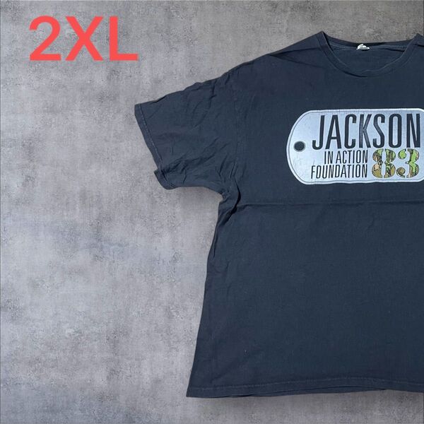 【US古着】ブラック 2XL Tシャツ 半袖 レギュラー プリント メンズ レディース 大きいサイズ オーバーサイズ