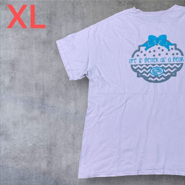【US古着】ピンク XL Tシャツ 半袖 レギュラー プリント メンズ レディース 大きいサイズ オーバーサイズGILDAN