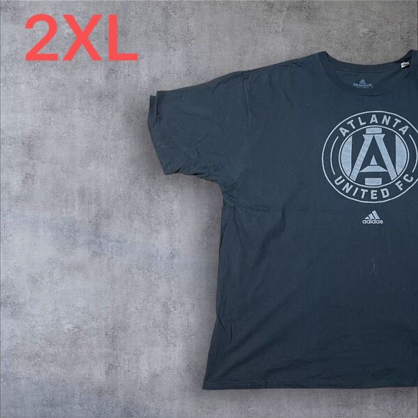 【US古着】ブラック 2XL Tシャツ 半袖 レギュラー プリント メンズ レディース 大きいサイズ オーバーサイズ アディダス