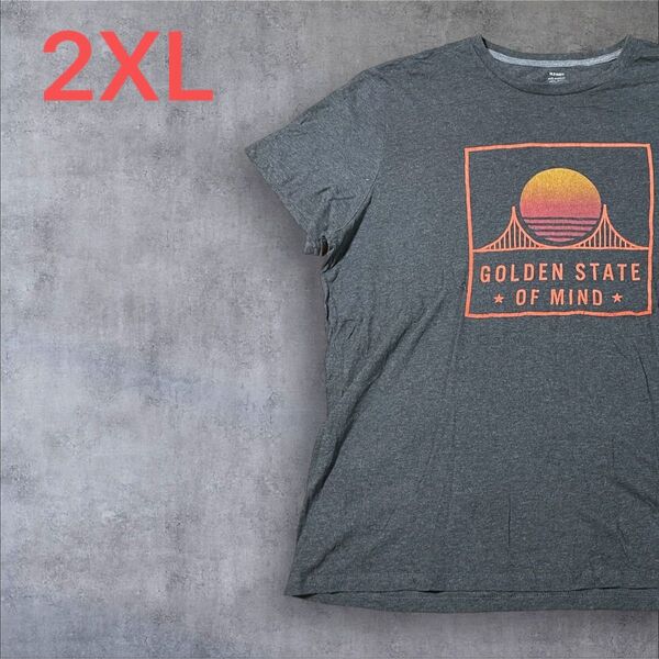 【US古着】ダークグレー 2XL Tシャツ 半袖 レギュラー プリント メンズ レディース 大きいサイズ オーバーサイズ