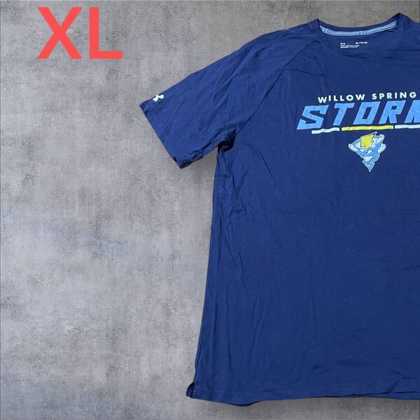【US古着】ネイビー XL Tシャツ 半袖 レギュラー プリント メンズ レディース 大きいサイズ オーバーサイズ