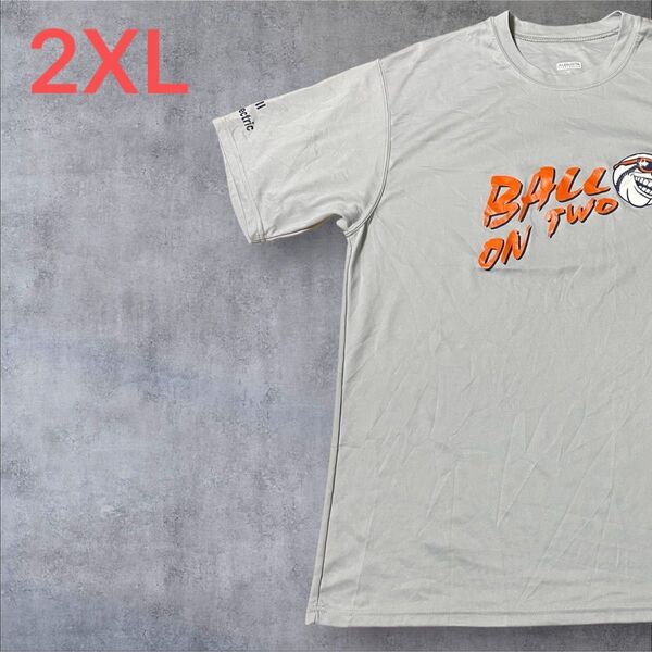 【US古着】グレー 2XL Tシャツ 半袖 レギュラー プリント メンズ レディース 大きいサイズ オーバーサイズ