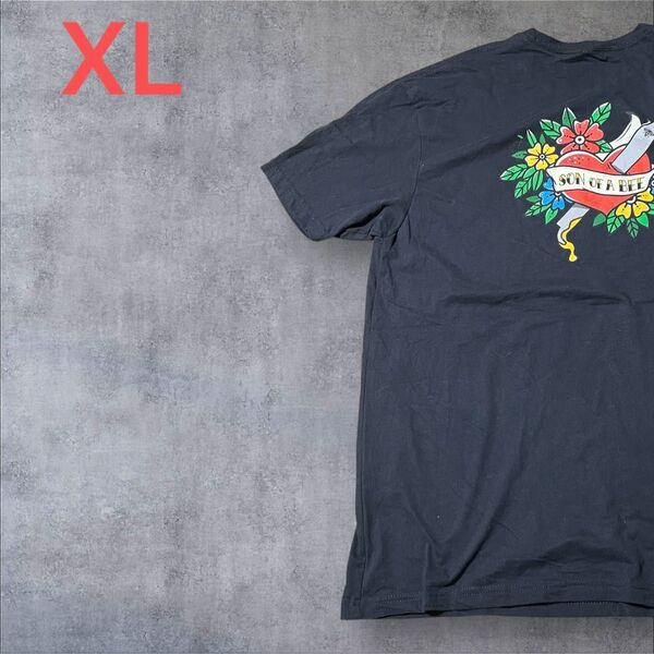 【US古着】ブラック XL Tシャツ 半袖 レギュラー プリント メンズ レディース 大きいサイズ オーバーサイズ