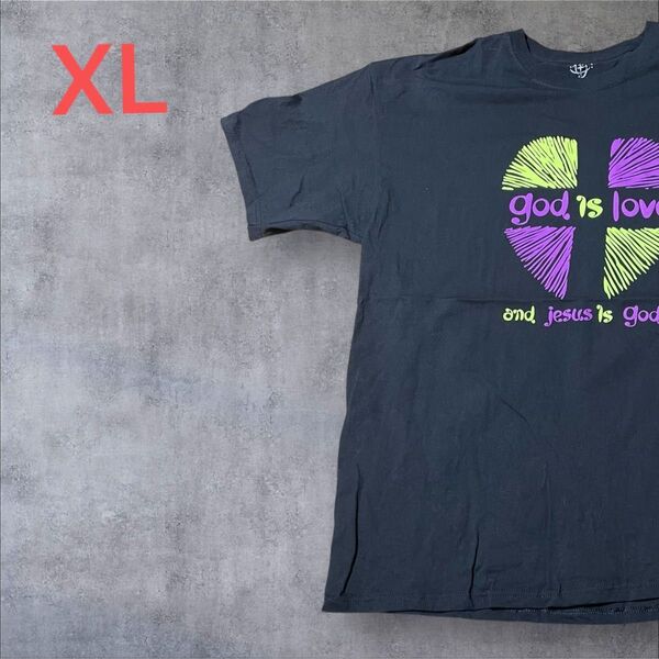 【US古着】ブラック XL Tシャツ 半袖 レギュラー プリント メンズ レディース 大きいサイズ オーバーサイズ