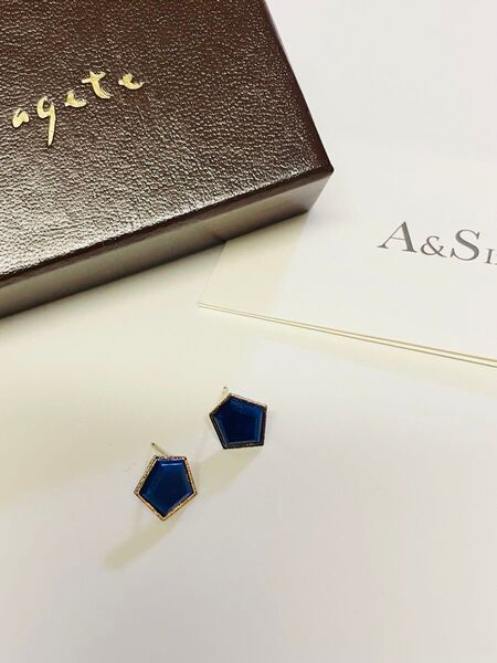 販売証明書付き★agete K10SVラピスラズリピアス