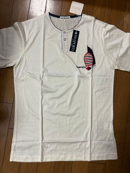 PIA SPORTS ヘンリーネックTシャツ メンズ Lサイズ ホワイト 新品 未使用 定価11000円