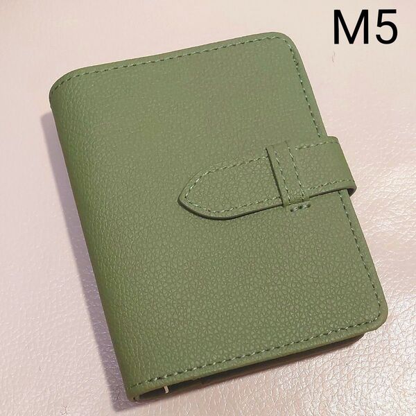 M5 システム手帳 グリーン 多収納 財布 ウォレット 軽量 マイクロ5