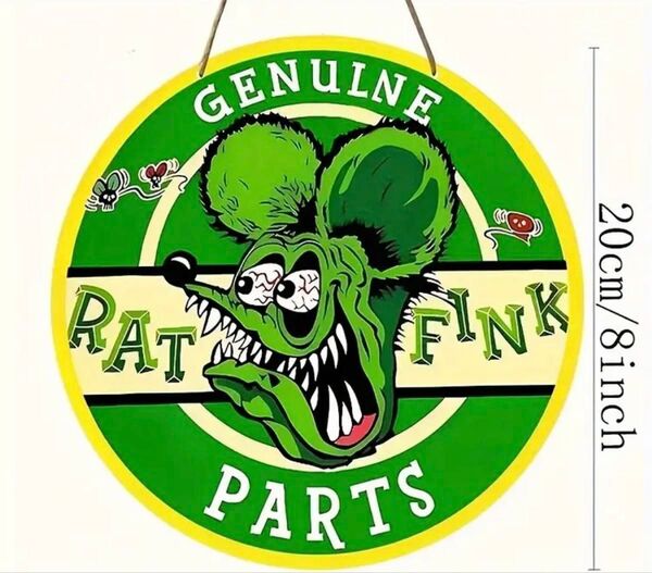 Rat Fink 木製看板 直径約20cm アメリカン雑貨 ガレージ インテリア