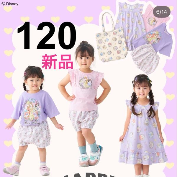 しまむら ディズニープリンセス ハッピーバッグ 5点セット 新品未開封 120 ラベンダー ピンク 女の子