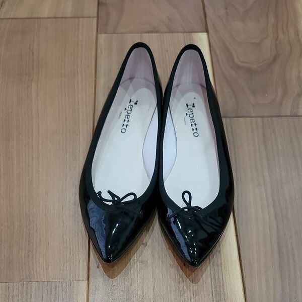 レペット Repetto バレエシューズ ポインテッドトゥ リボン エナメル 37.5 24.5cm