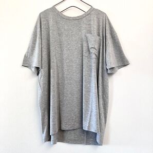 新品◆MONO-MART◆クルーネックTシャツ 半袖 薄手 着心地 ライトグレー ポケット カットソートップス 着心地 モノマート