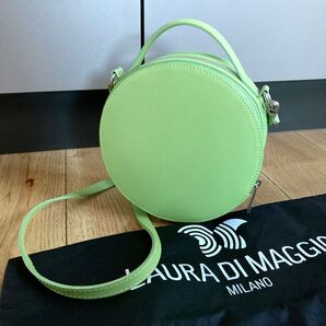 極美品◆LAURA DI MAGGIO ムーンフォルムショルダーバッグ 2way ハンドバッグ レディース ブランド グリーン