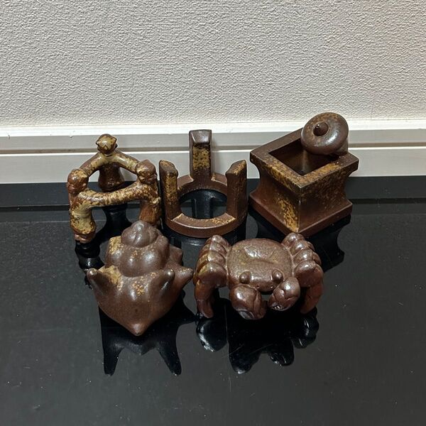 備前焼蓋置5種 茶道具 懐石道具 鵬雲斎 坐忘斎 淡々斎 而妙斎 即中斎 七事式 水屋道具 永楽 仁清 乾山 真葛 道八