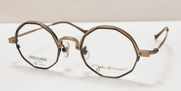 John Lennon ジョンレノン JL-P306 ゴールドマット/ダークオリーブ 多角形メガネ 日本製 チタン