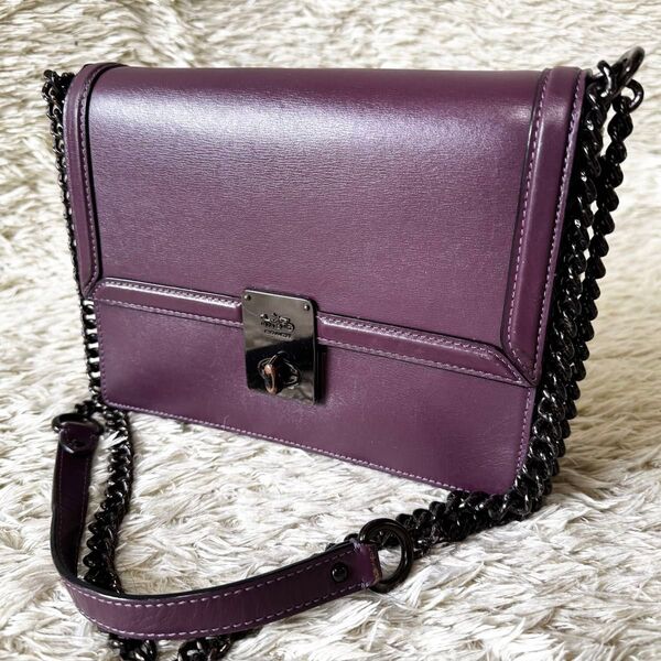 COACH コーチ ショルダーバッグ ハットン 2way チェーン ターンロック レザー 本革 ボルドー ホースアンドキャリッジ