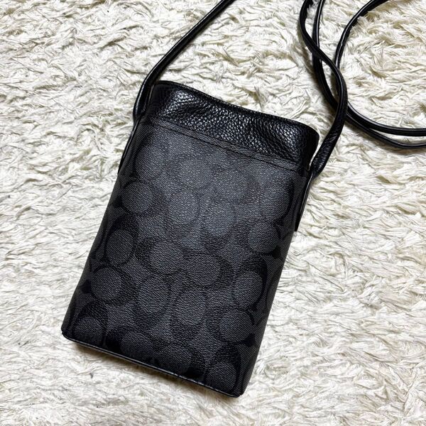 COACH コーチ スマホ ショルダーバッグ ハドソン フォーン ランヤード 斜め掛け クロスボディ シグネチャー PVC レザー