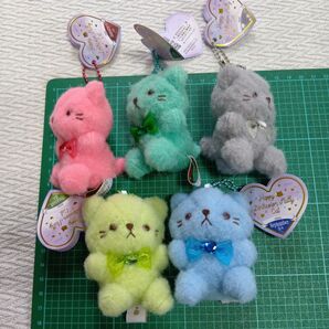 ふわふわクマ型キーホルダー 5色セット