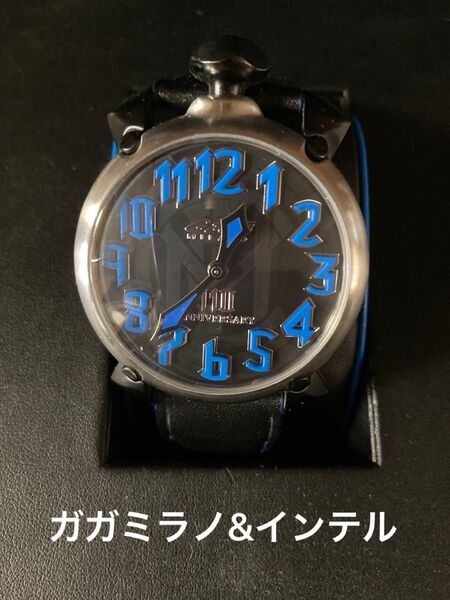 【本物保証】ガガミラノ GAGA MILANO マヌアーレ46 メンズ 自動巻き オートマ 腕時計 インテル110周年記念モデル