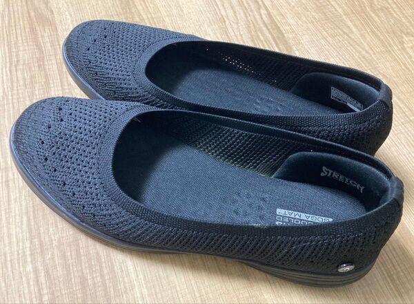 SKECHERS スケッチャーズ フラットシューズ レディース 24.5cm ブラック