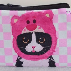猫 ハチワレ ミニポーチ マルチケース 猫雑貨
