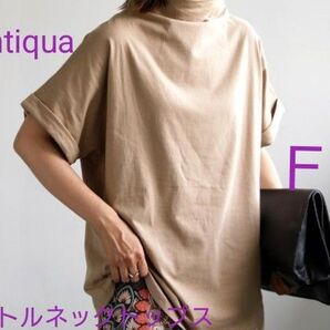アンティカ ボトルネックTシャツ Fサイズ ベージュ 未使用タグ付き
