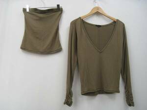 FRAGILE Fragile V neck cut and sewn sleeve gya The - tube top Brown 38