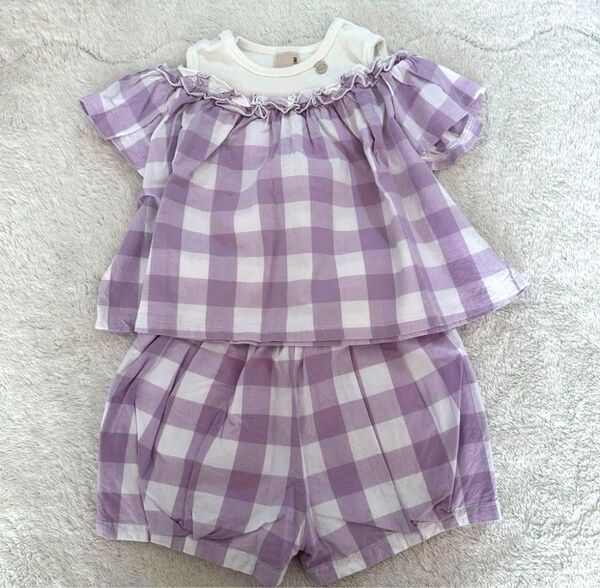 petit main プティマインサイズ:80cm 女の子 ブロックチェックセットアップ 美品