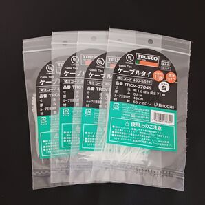 TRUSCO ケーブルタイ TRCV-0704S 100本入り 白 4P