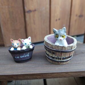 かわいい*樽に入った猫ちゃん*多肉鉢とオブジェをセットで送料無料
