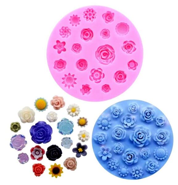 19種類 バラ 薔薇 花 シリコンモールド シリコン型 レジン レジン型 レジンモールド キャンドル パーツ 素材 材料 型 道具