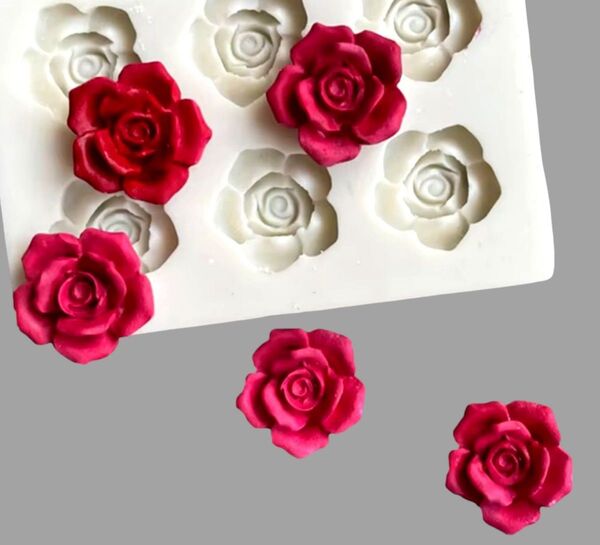 ⑨ 薔薇 カメリア バラ シリコンモールド シリコン型 キャンドル 石膏 樹脂粘土 ばら 花 素材 パーツ 花型 道具 立体 型