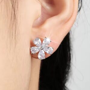 A3 ピアス 花 両耳用 キュービックジルコニア ジルコニア レディース 上品 アクセサリー レディースピアス ピアスレディース