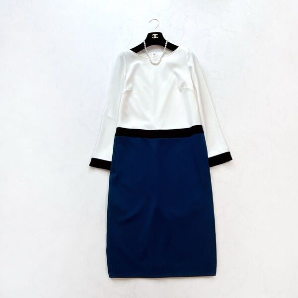 【MAXMARA】最高級白タグ*バイカラー ワンピース ロング丈 長袖 40