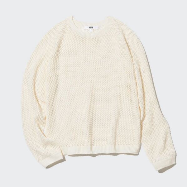 【UNIQLO ユニクロ】3Dメッシュクルーネックセーター XL オフホワイト