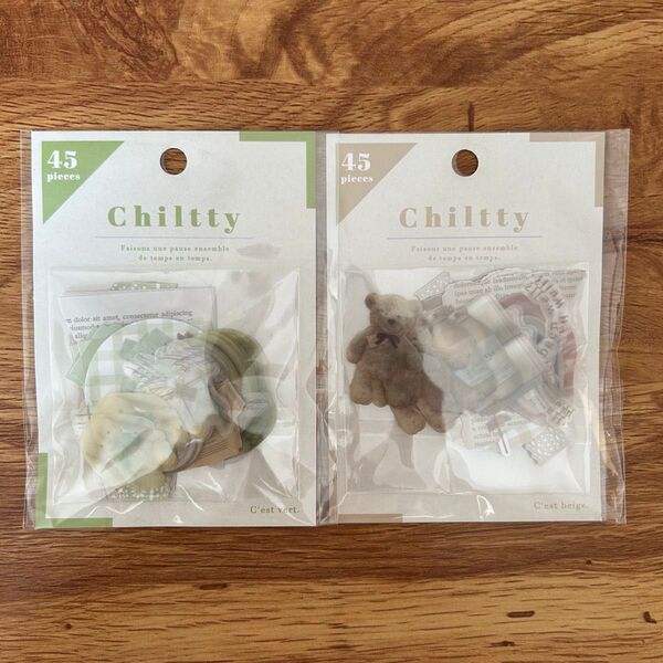 Chiltty フレークシール 2点セット クーリア クリアシール ペーパーシール 手帳 日記 手紙 ハンドメイド