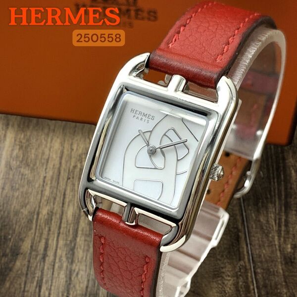 極美品 エルメス/HERMES CC1.310 ケープコッド クォーツ QZ レディース腕時計 シルバー レザー 革 女性