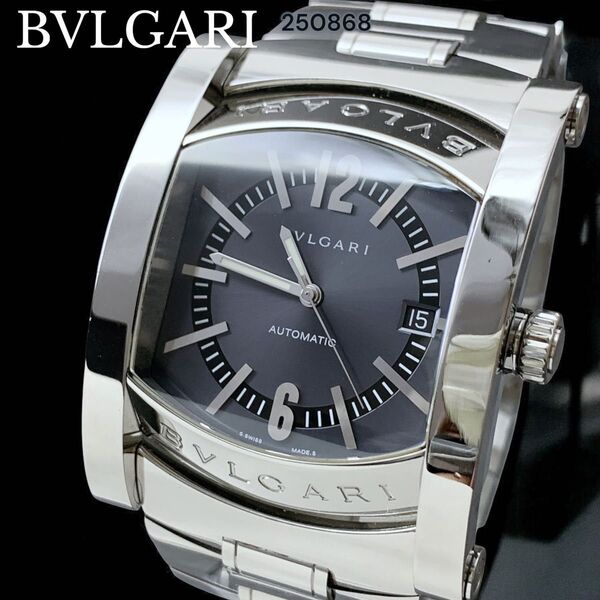 定価62万円 BVLGARI/ブルガリ アショーマ自動巻 AA48S ブラック AT メンズ腕時計 黒 正規品 外装仕上げ済み