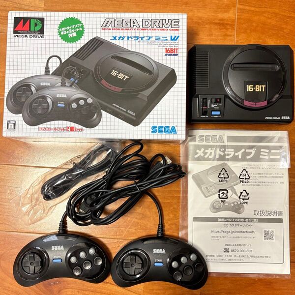 メガドライブミニW 本体 コントローラー2個セット HDMIケーブルは社外品