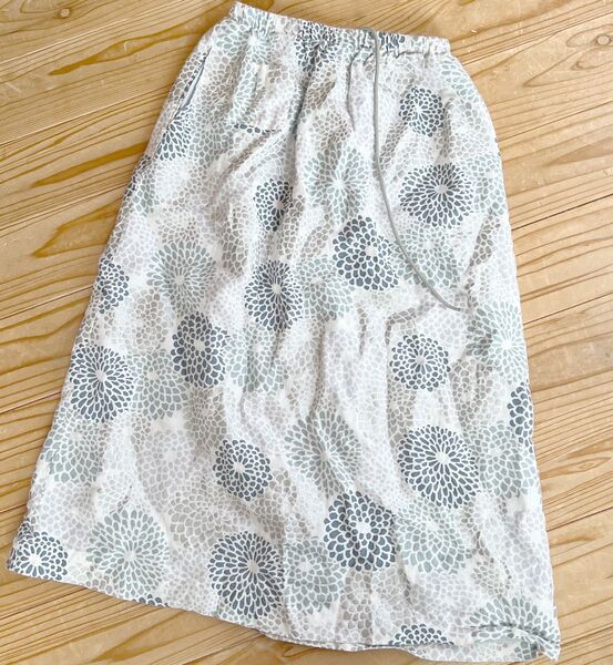 ソウソウ SOU・SOU ロングスカート ブルー系×アイボリー ウエストゴム 美品 ボトムス