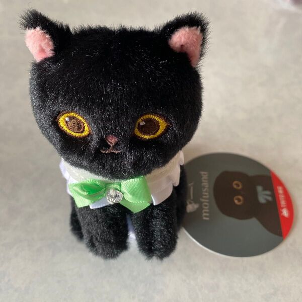 mofusand モフサンド 黒仔猫にゃんマスコット ミント色のリボン