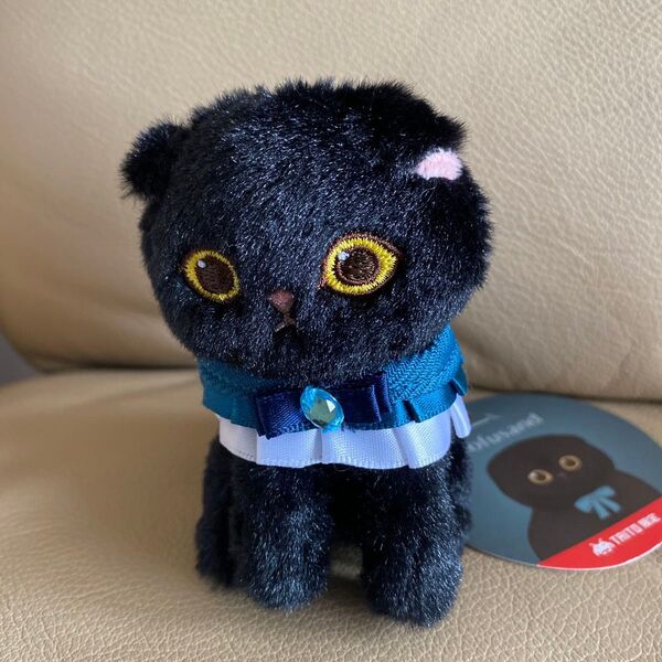 mofusand モフサンド 黒仔猫にゃんマスコット 紺色のリボン