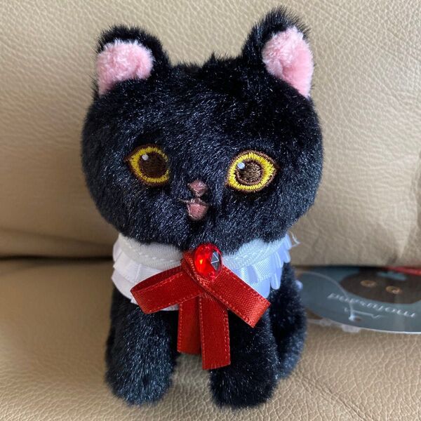 mofusand モフサンド 黒仔猫にゃんマスコット 赤色のリボン